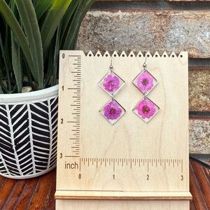 Handmade Resin Floral Earrings | Real Flower Jewelry | Stainless Steel Hooks